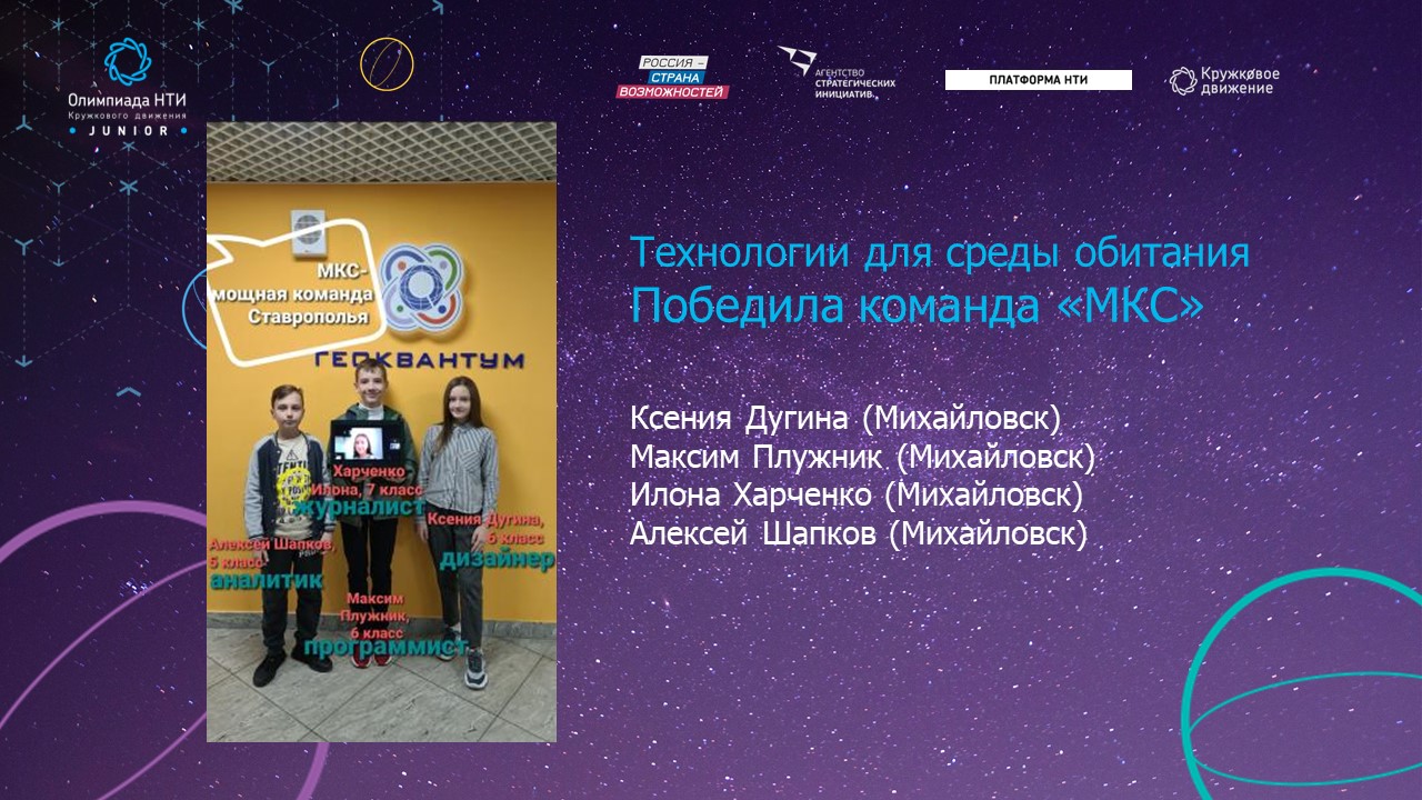 Школьники из Ставропольского края стали лучшими на финале Олимпиады Кружкового движения НТИ.Junior